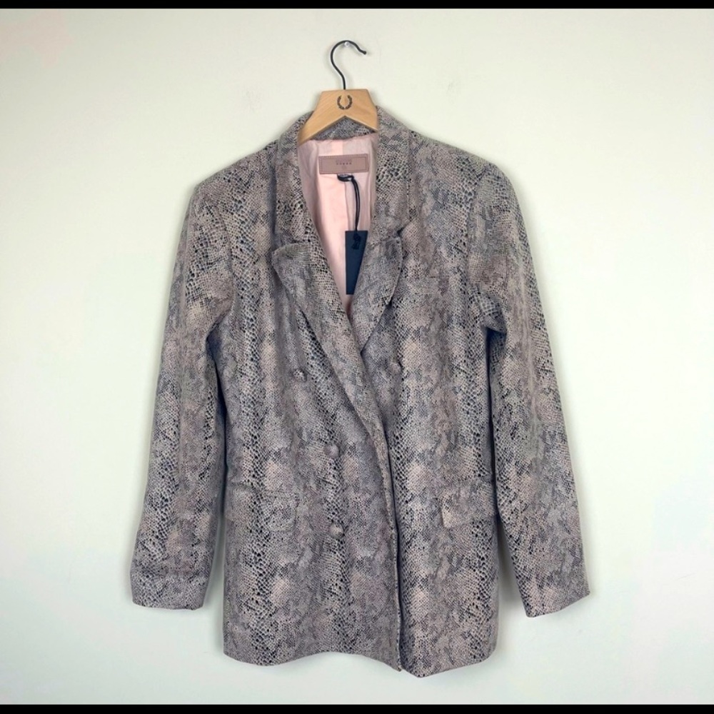 NWT BLANKNYC Snake Print Beauty Mark Faux Leather Double Breasted Blazer Jacket